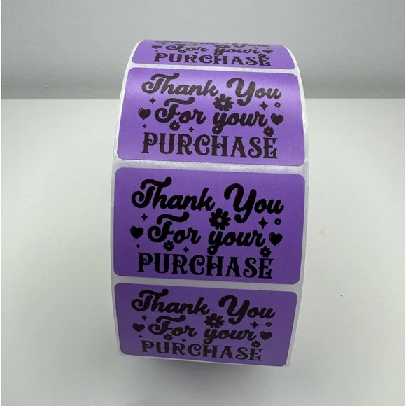Thank you for your purchase purple sticker | Shipping supplies labels NeW - Picture 7 of 8